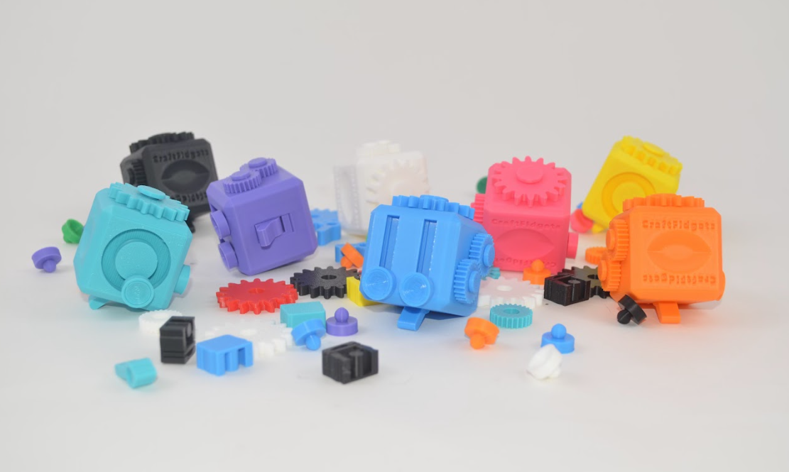 Colorful CraftFidgets customizable fidget cubes in multiple colors